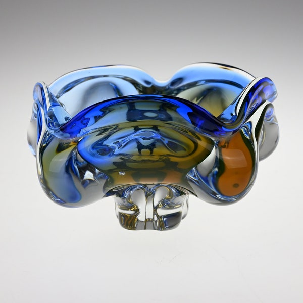 Josef Hospodka, Chribska Bohemian Glass Bowl, Hospodka, Czech Glass, Czech Art Glass, Art Glass, Vintage Glass Bowl, Vintage Bowls