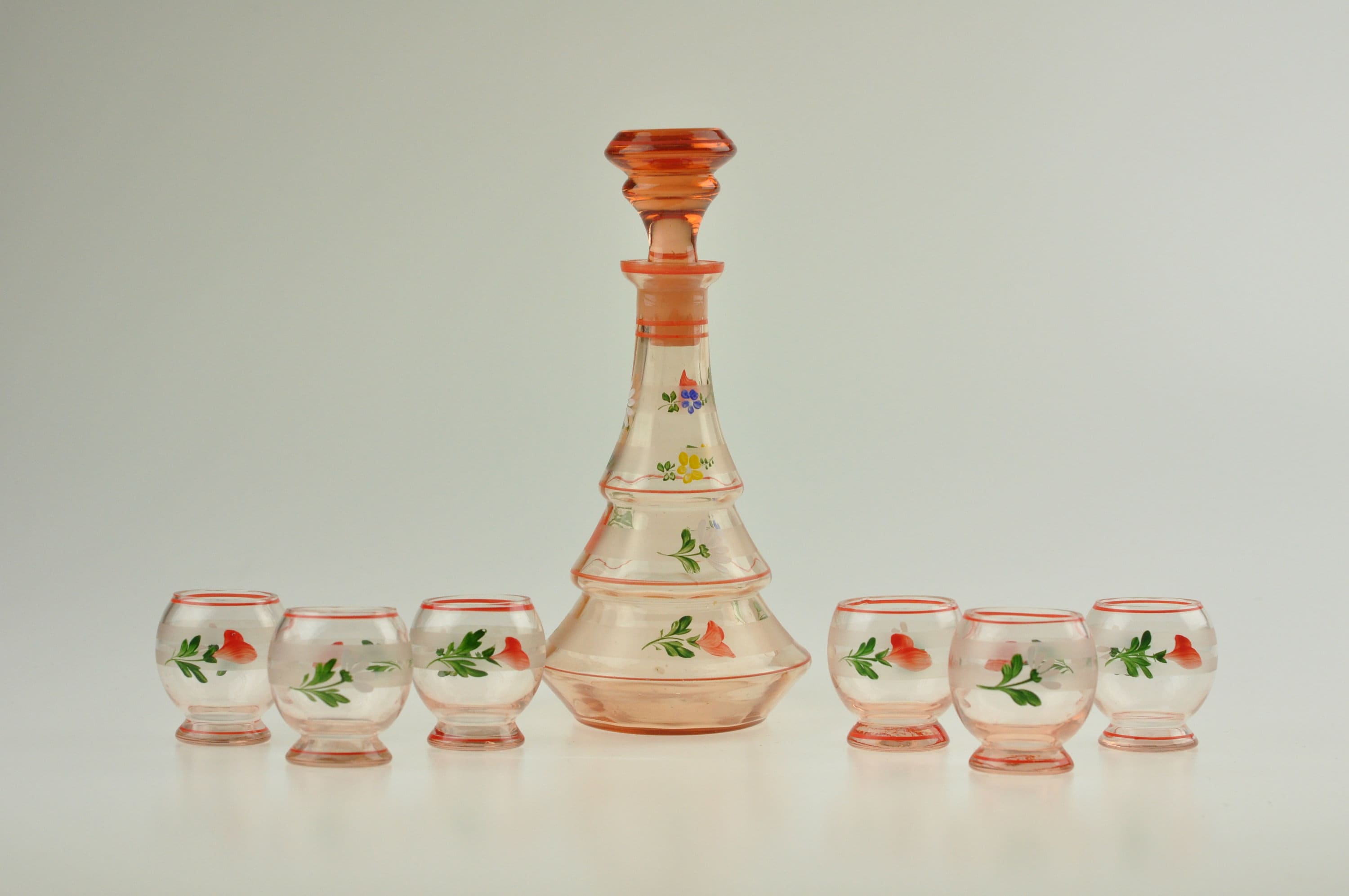 チェコ製デカンタセット グラス6個付き、リキュールセット、リキュール