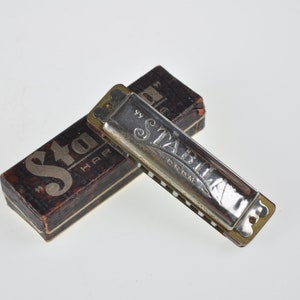 Vintage Stabila Harmonica with Original Box, Mouth Organ, Antique Harmonica, Vintage Harmonica, Metal Harmonica