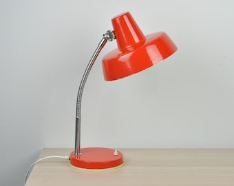 Mid Century Lampe, Rote Lampe, Industrielampe, Mid Century Beleuchtung, Tischlampe, Schreibtischlampe, Architektenlampe, Bürolampe, Tischleuchte, Beleuchtung