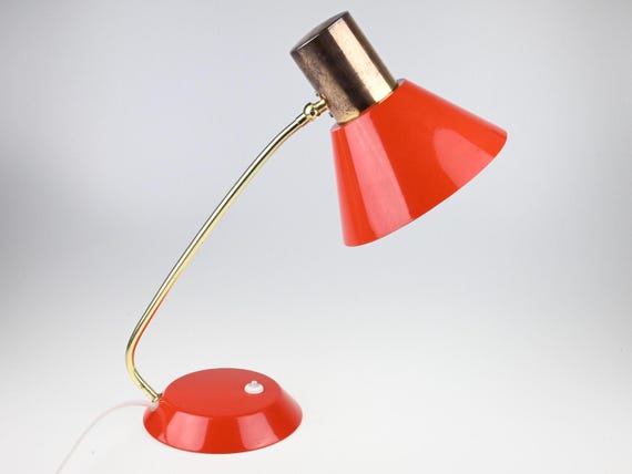 Vintage Red German Table Lamp, AKA DDR Lamp, Vintage Table Lamp, Industrial Lamp, Desk Lamp, Mid Century Lamp, Retro Red Lamp, Old Lamp