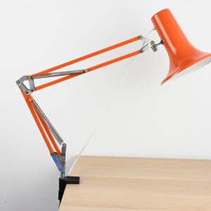 Vintage Szarvasi Hungary Industrial Desk Lamp, Architect Lamp, Orange Desk Lamp, Mid Century Lamp, Mid Century Lighting, Table Lamp
