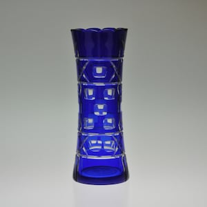 Vintage Cobalt Glass Vase, Cobalt Cut Glass, Cobalt Cut to Clear Glass, Cobalt Cut Crystal Vases, Cobalt Cut Crystal, Cobalt Glass Vases