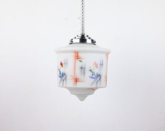 Lámpara colgante Art Déco, Lámpara colgante Art Déco, Lámpara colgante Art Déco, Iluminación Art Déco, Lámpara colgante de vidrio geométrico
