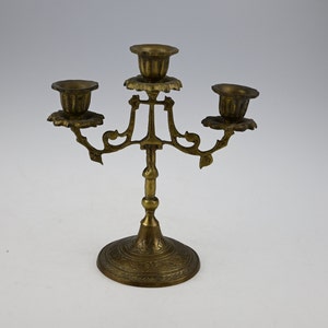 Antique Brass Candelabra, Three-Arm Candelabra, Vintage Candlestick Holder, Candle Holder, Brass Candle Holder, Vintage Candelabra