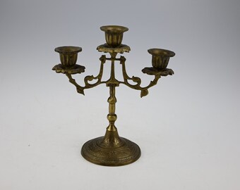 Paire De Chandeliers 3 Bougies En Laiton Massif - Vintage, Fabrication Indienne