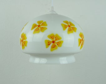 Vintage Floral Print Ceiling Light, Pendant Glass Ceiling Lamp, Vintage Ceiling Light, Pendant Light, Pendant Lighting, Mid Century Lighting