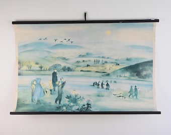 Vintage Storytelling Poster, School Pull Down Chart, Old School Illustration, Vintage School Chart, School Chart, Old Classroom Decor