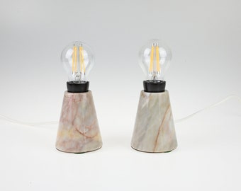 Pair of Vintage Marble Bedside Lamps, Desk Lamps, Pair of Lamps, Marble Lamps, Desk Marble Lamps, Table Lamps, Bedside Lamp