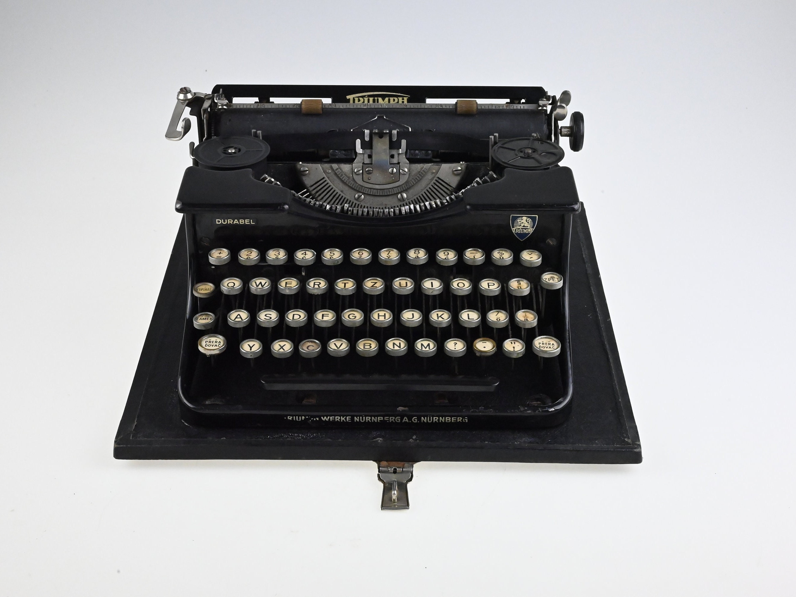 Vintage Triumph Portable Typewriter, German Working Typewriter