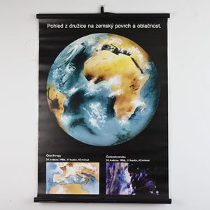 Grafico scolastico della Terra, Poster scolastico di fisica, Grafico con vista satellitare, Poster di fisica, Grafico scolastico a discesa, Grafico scolastico vintage, Mappe vintage