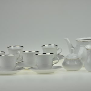 Vintage Epiag Porcelain Coffee Set, Vintage Coffee / Tea set, White Porcelain Tableware, Coffee Cups with Saucers, Vintage Porcelain