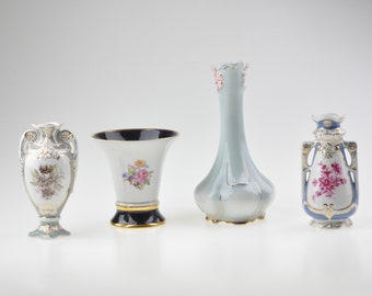 ロイヤル・ダックス アールヌーボー磁器花瓶、ボヘミア 1950年代、2個