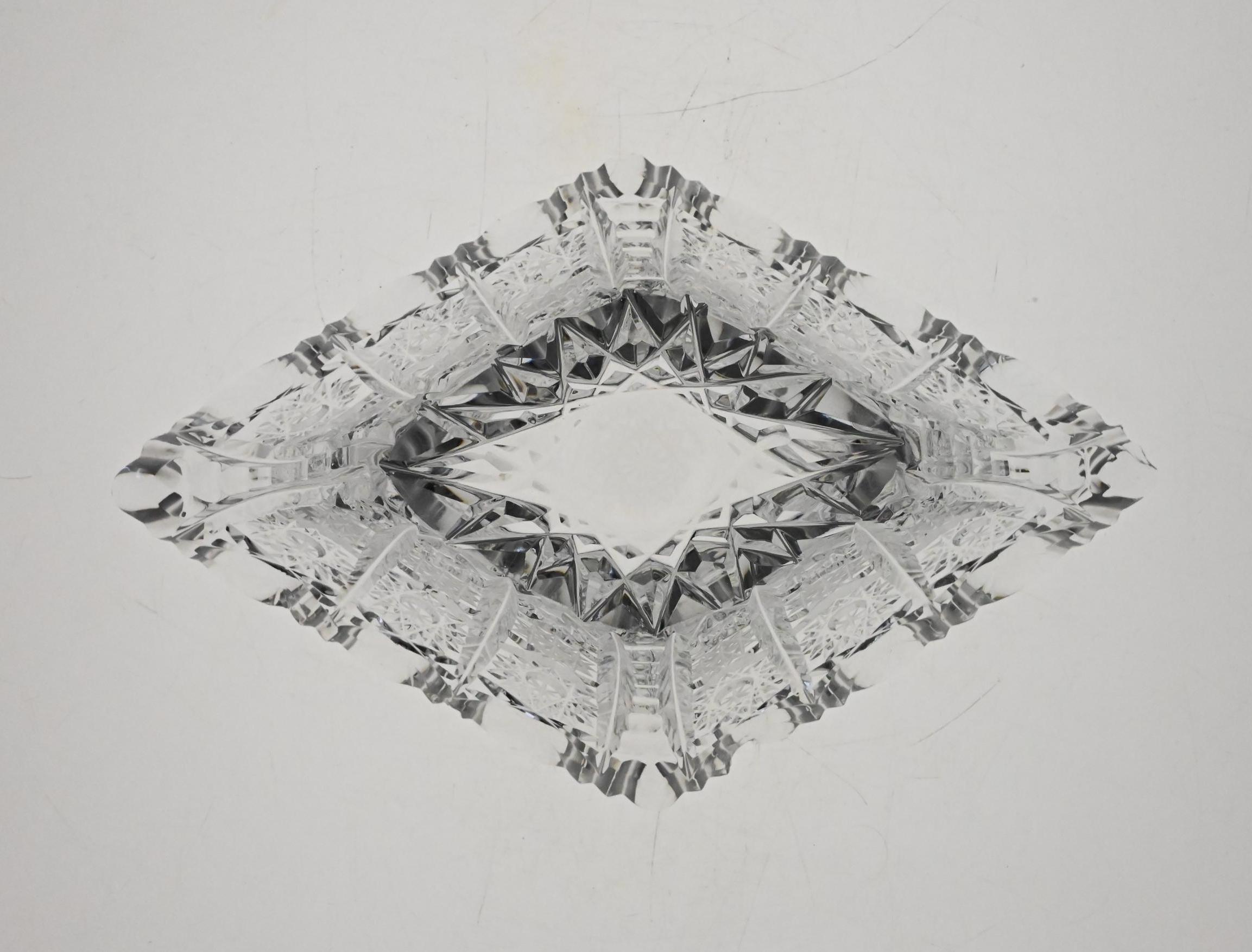 ヴィンテージチェコカットガラスボウル、カットガラス、カットボウル