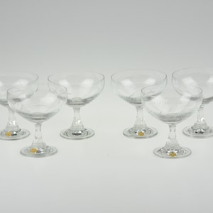 Set of 6 Champagne Glasses, Vintage Champagne Glasses, Vintage Glasses, Engraved Glasses, Wine Glasses, Art Champagne Glasses