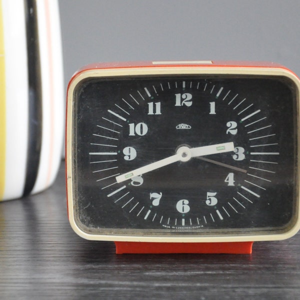 Prim Orange Alarm Clock, Mechanical Movement, Alarm Clock, Clock, Vintage Alarm Clock, VIntage Clock, Retro Clock, Small Alarm Clock