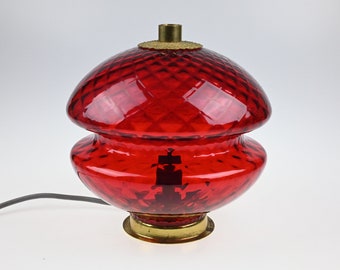 Vintage Mood Lamp, Mid Century Lamp, Bedside Lamp, Mid Century Glass Lamp, Table Lamp, Desk Lamp, Vintage Light, Vintage Lighting, Red Lamp