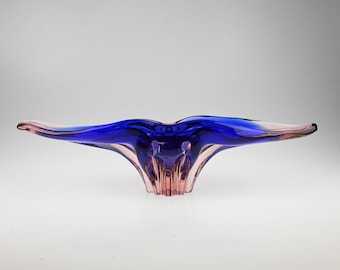 Grote vintage Chribska Art glazen kom van Josef Hospodka, Josef Hospodka Chribska Glass Bowl, Tsjechisch glas, handgemaakt glas, Art Glass Bowl