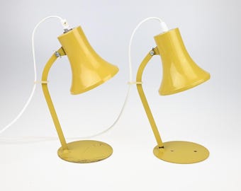 Paar Vintage Beige Tischlampen, Paar Lampen, Paar Nachttischlampen, Nachttischlampen, Tischlampen, Mid Century Lampen, Vintage Lampen