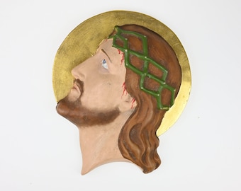 Vintage Plaster Wall Sculpture of Jesus- c. 1930, Jesus Sculpture, Religious Art, Plaster Sculpture, Vintage Sculpture, Jesus Wall Decor