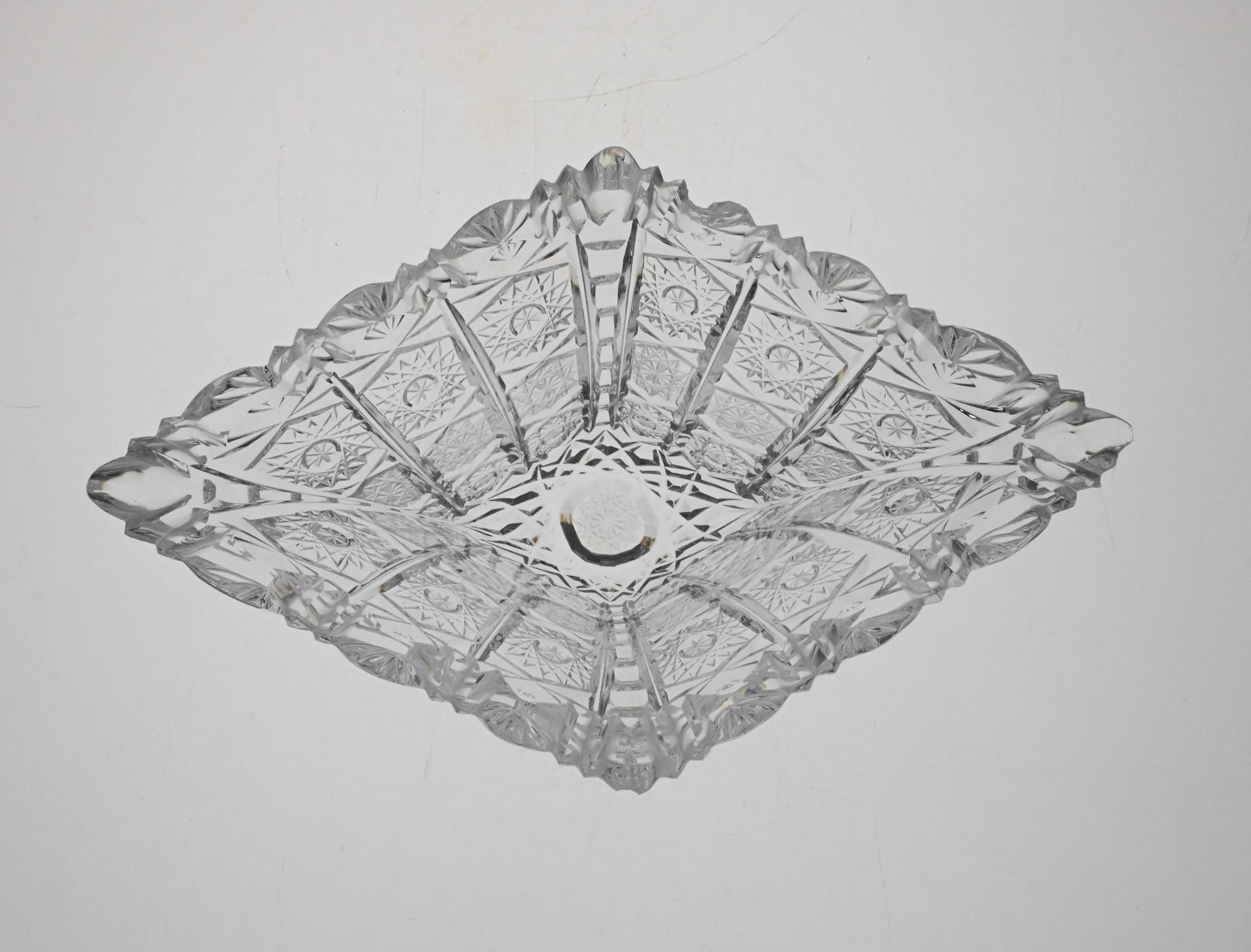 ヴィンテージチェコカットガラスボウル、カットガラス、カットボウル