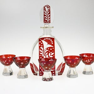 Antique Art Deco Liqueur Set by Karl Palda - Czech Glass Elegance from the 1930s, Antique Liqueur Set, Decanter Set, Vintage Barware