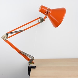 Industrial Desk Lamp, Industrial Lamp, Architect Lamp, Desk Lamp, Mid Century Lamp, Orange Lamp, Mid Century Lighting, Table Lamp Desk Light