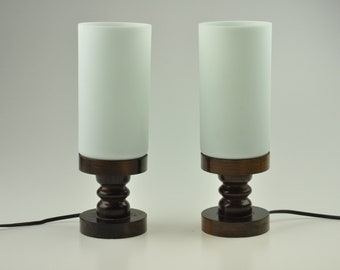 Paar Mid Century Lampen, Tischlampe, Schreibtischlampe, Paar Lampen, Paar Lampen, Nachttischlampe, Mid Century Lampe, Glaslampe, Holzlampen