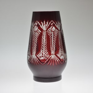 Ruby Vase, Ruby Glass Vase, Ruby Cut to Clear Vase, Czech Glass Vase, Czech Glass, Art Glass, Vintage Glass, Cut to Clear, Bohemian Vase