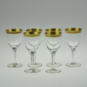 6 Vintage Bohemian Czech Glass Goblets, Goblets Glasses, Wine Glasses, Vintage Goblets, Handmade Glass, Goblets Vintage, Gold Plated Glass