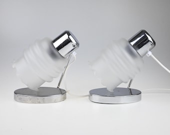 Par de lâmpadas de meados do século, par de lâmpadas, abajur de mesa, abajur de mesa, abajur de cabeceira, abajur de meados do século, abajur cromado, luz de mesa, iluminação de meados do século