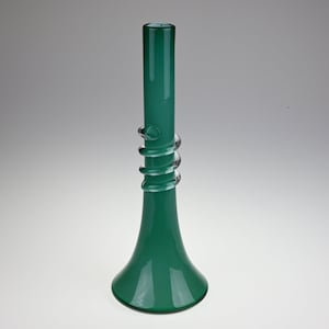 Vintage Green Glass Tall Vase - Handcrafted Elegance - Czechoslovakian Glasswork - Handcrafted Glassware