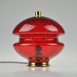Vintage Mood Lamp, Mid Century Lamp, Bedside Lamp, Mid Century Glass Lamp, Table Lamp, Desk Lamp, Vintage Light, Vintage Lighting, Red Lamp