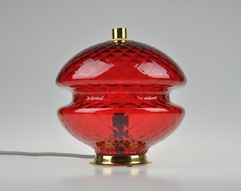 Vintage Mood Lamp, Mid Century Lamp, Bedside Lamp, Mid Century Glass Lamp, Table Lamp, Desk Lamp, Vintage Light, Vintage Lighting, Red Lamp