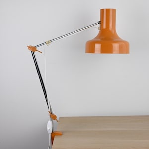 Vintage Napako Industrial Desk Lamp by Josef Hurka, Orange Table Lamp, Josef Hurka Lamp, Industrial Lamp, Architect Lamp, Mid Century Lamp