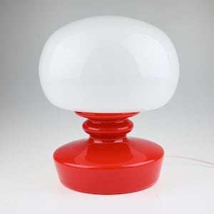 Vintage Stepan Tabery Red & White Glass Table Lamp, Vintage Glass Lamp, Vintage Desk Lamp, Mid Century Lamp, Bedside Lamp, Mid Century Light