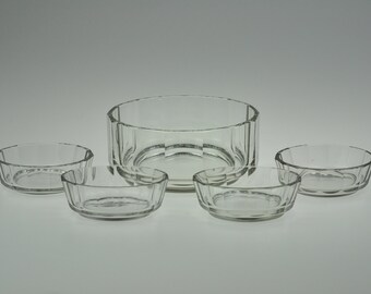Art Deco Glas Salatschüssel Set, Salatschüssel Set, Salatschüssel Set Vintage, Schüssel Set, Glasschüssel Set, Antike Glasschüssel Set, Vitnage Glasset