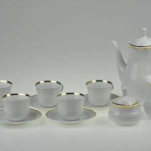 Vintage Epiag Porcelain Coffee Set, Vintage Coffee Set, Elegant White Porcelain, Coffee Cups with Saucers, Vintage Porcelain Tableware