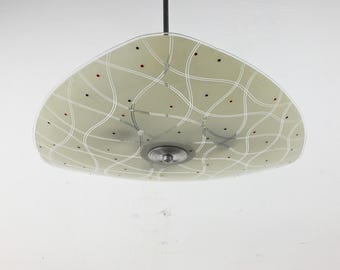 Lampa sufitowa ze szkła trójkątnego, oświetlenie atomowe, oświetlenie Mid Century, lampa Mid Century, lampa sufitowa, Mid Century Modern. Światło Mid Century
