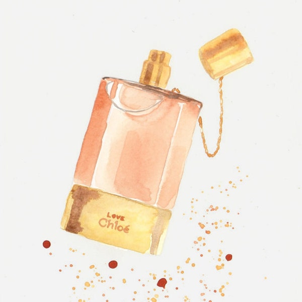 Chloé Love Parfum Fragrance - Watercolor Perfume Bottle Illustration