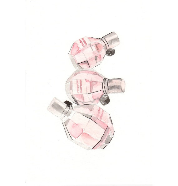 Items similar to Viktor Rolf Flowerbomb Fragrance Watercolor Perfume