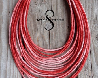 Brick OMBRE yarn-wrapped necklace / tribal / hippie / bohemian / lightweight