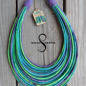 Pastel Sea yarn-wrapped necklace image 1