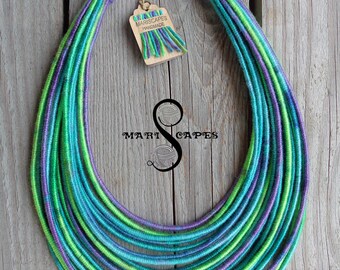 Pastel Sea yarn-wrapped necklace