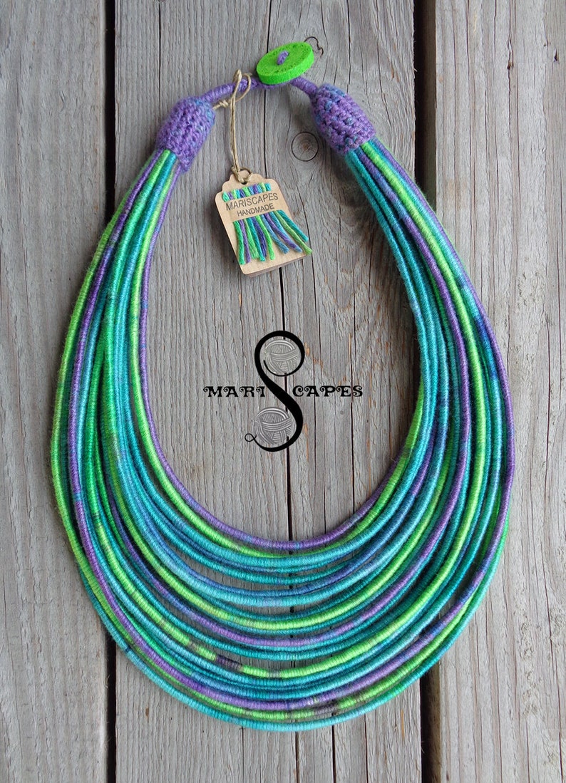 Pastel Sea yarn-wrapped necklace image 1