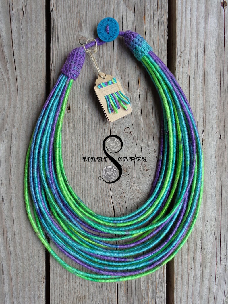 Pastel Sea yarn-wrapped necklace image 2