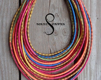 LIMITED EDITION Afrika - yarn-wrapped necklace in bright 100% acrylic yarn / ethnic / hippie / boho / colorful / Maasai