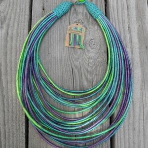 Pastel Sea yarn-wrapped necklace image 4