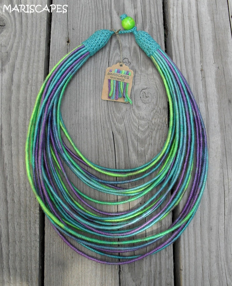 Pastel Sea yarn-wrapped necklace image 4