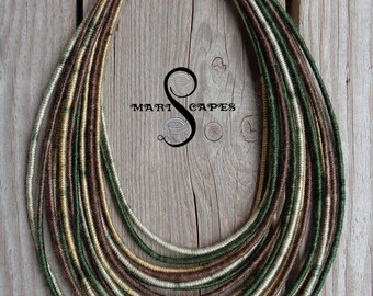 LAST ONE - Forest yarn-wrapped necklace / tribal / hippie / bohemian / lightweight / earthy colors